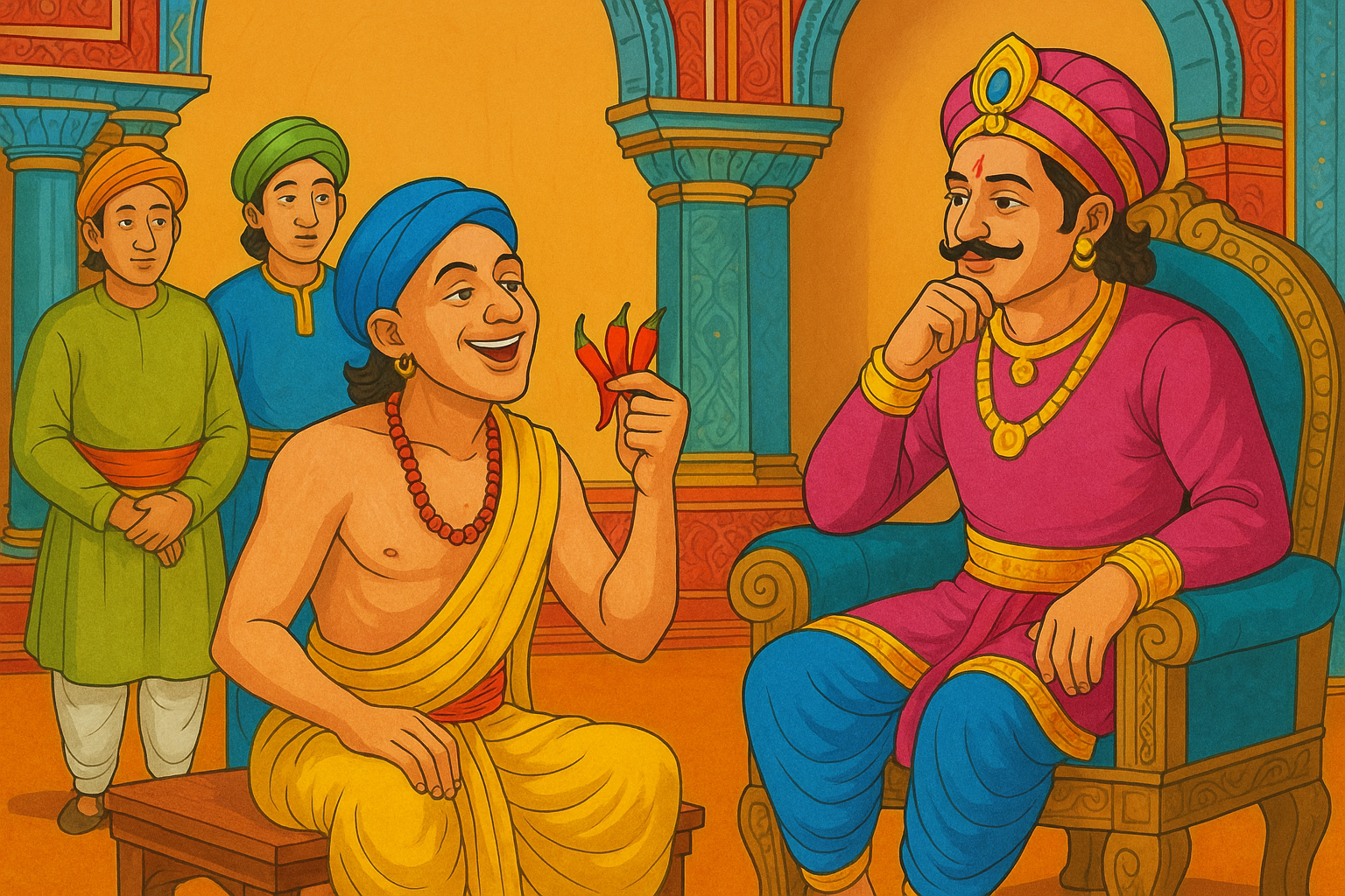 tenali-eating-mirchi-in-court